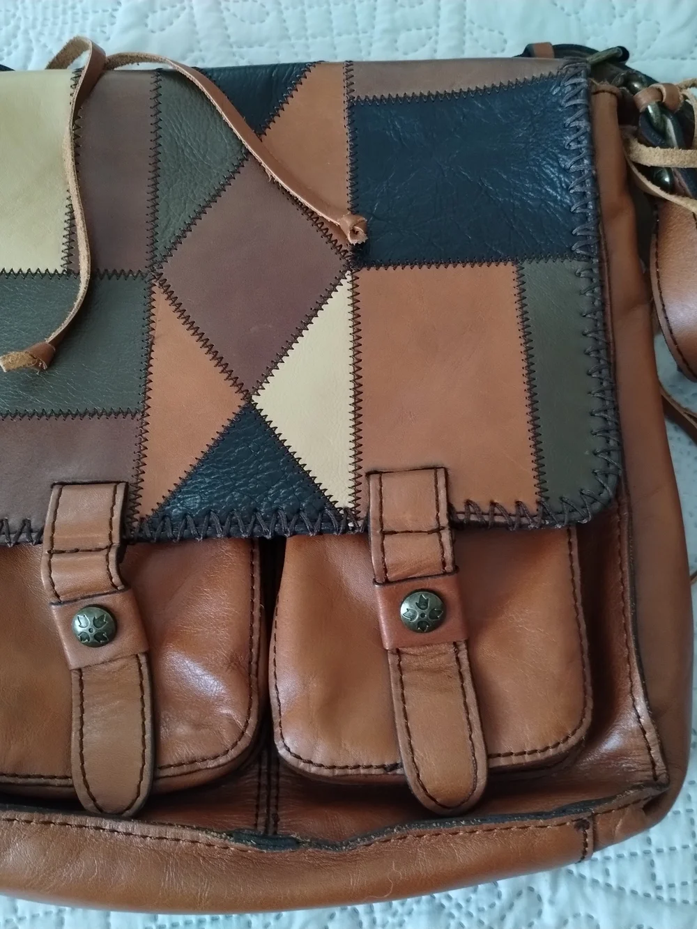 Patricia Nash Patchwork Leather Crossbody Bag - Brown/Tan/Black